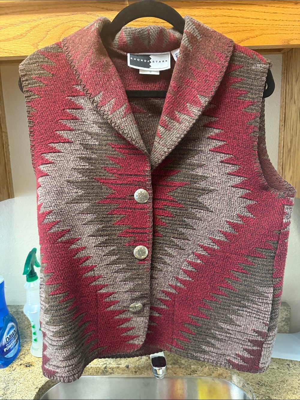 Rhonda Stark Red & Brown Southwestern Wool Vest